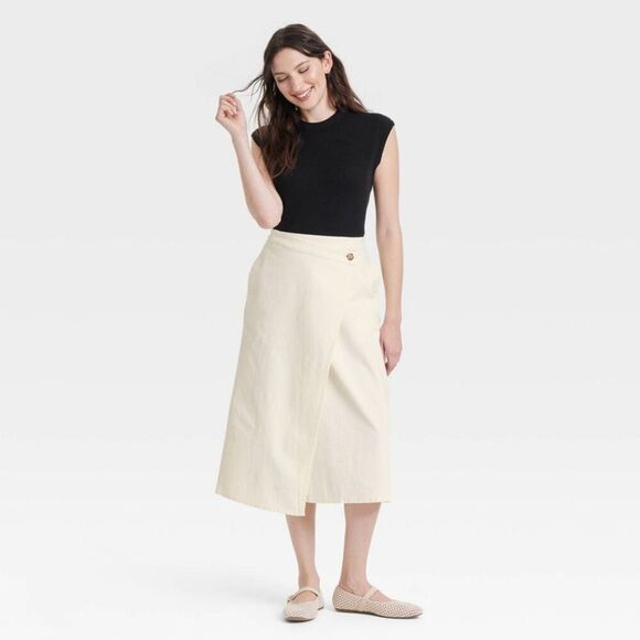 Universal Thread - Women's Midi Wrap Skirt - Universal Thread Cream 2 Cream - Picture 3 of 3